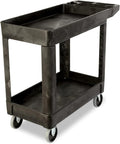 2-Shelf Utility Service Cart with Lipped Shelves - 500 lb Capacity