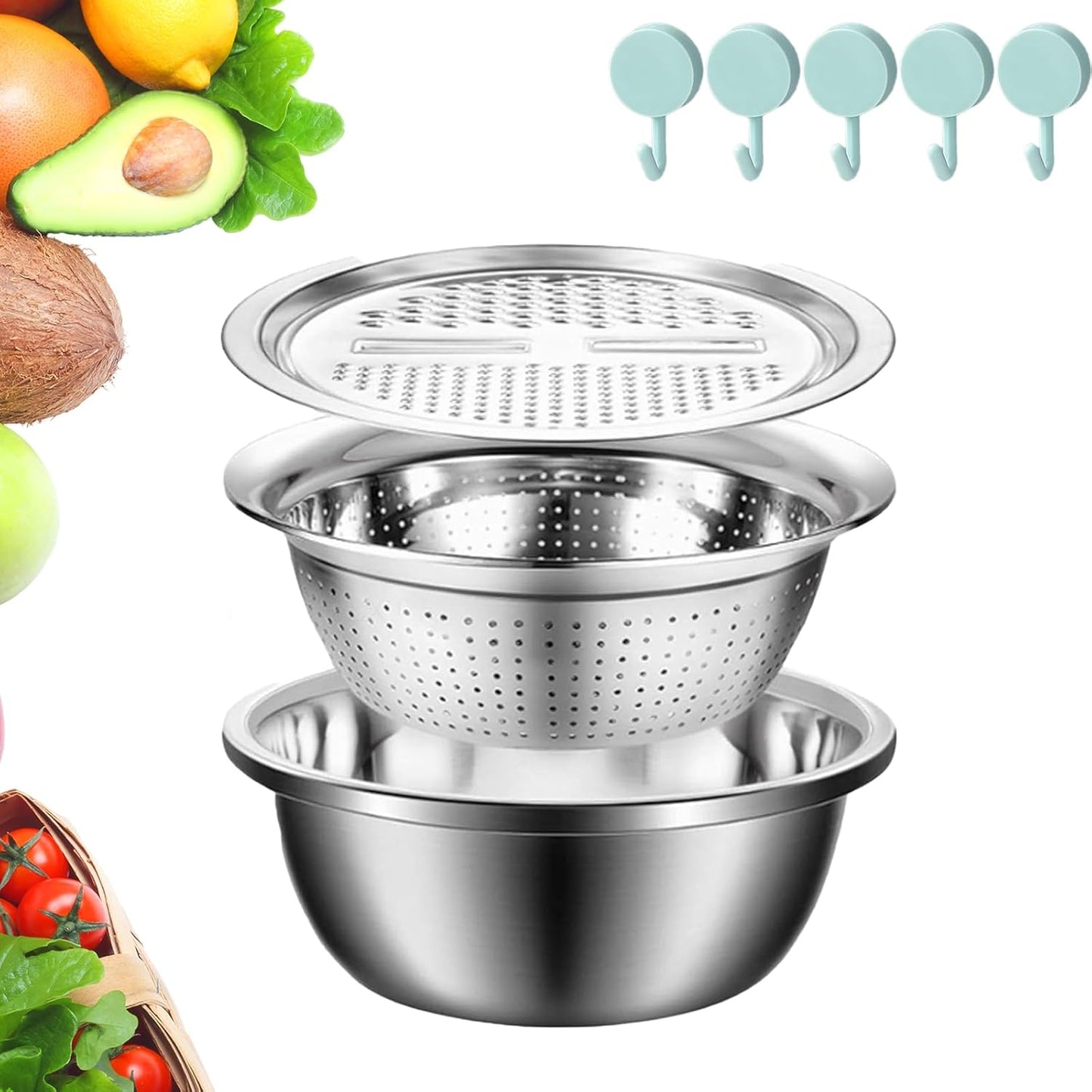3-in-1 Smart Stainless Basin - Grate, Wash, Drain Effortlessly!