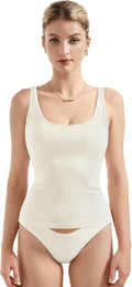 Women's Summer Cotton Ribbed Tank Tops with Padding by SUUKSESS