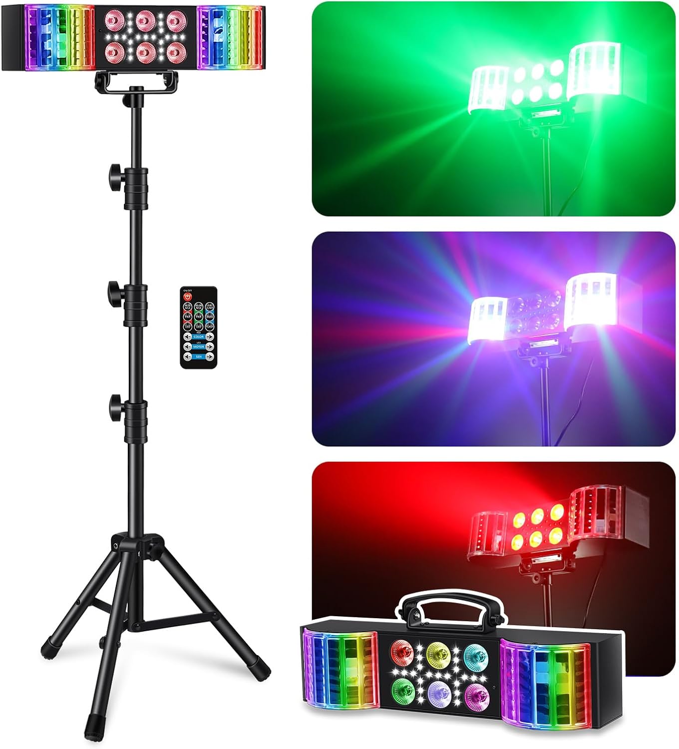 DJ Lights with Stand for Parties - RGBW LED Derby Par Light Set