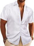 Men's Silk Shirt Paisley Floral Jacquard Short Sleeve Button Down it