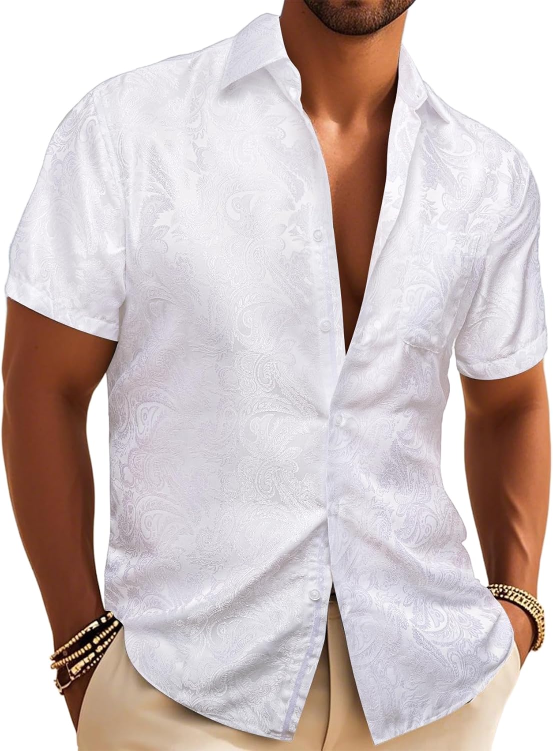 Men's Silk Shirt with Paisley Floral Design for Any Occasion