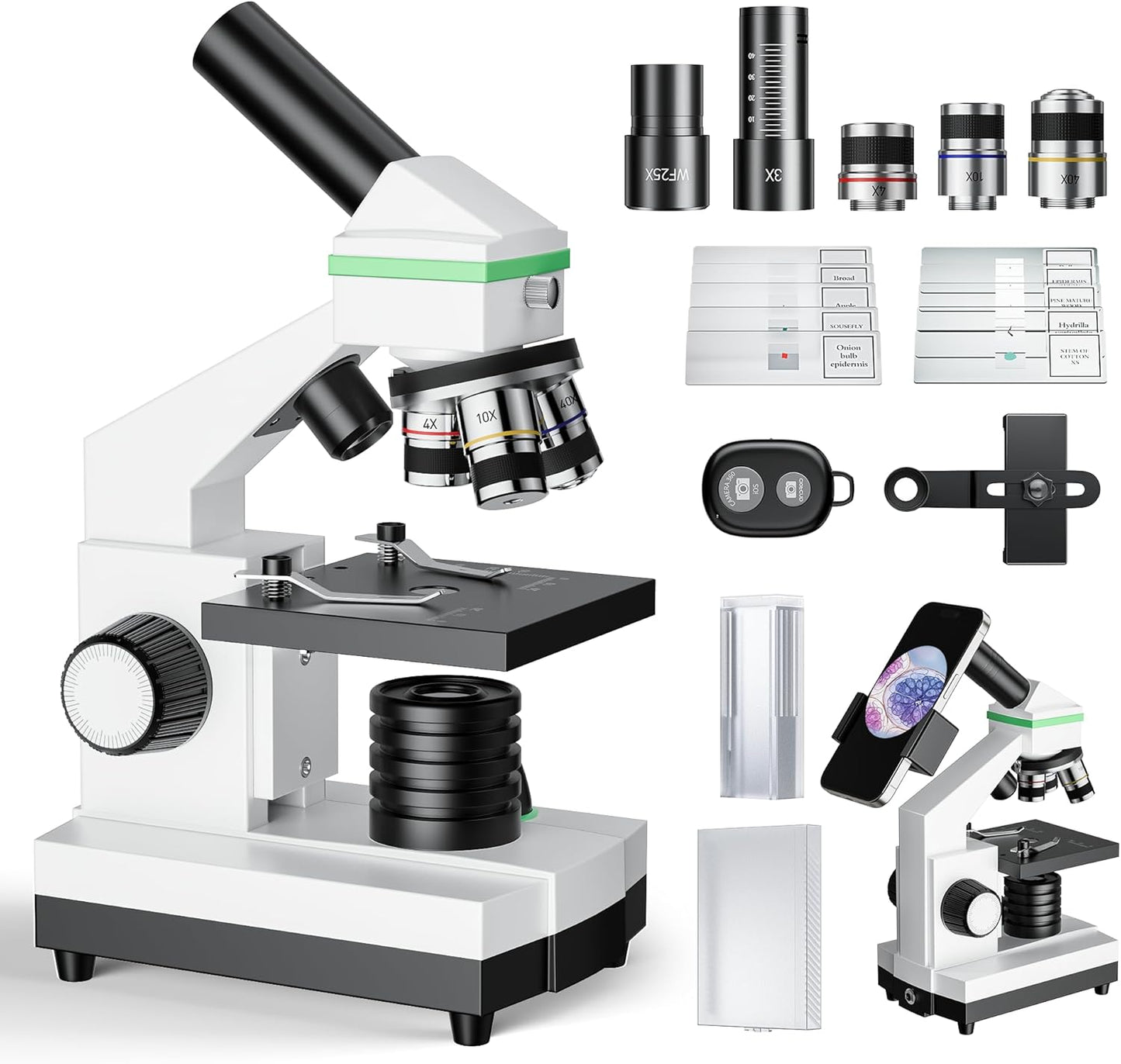 Professional Microscope for Adults and Kids - 100X-3000X Power