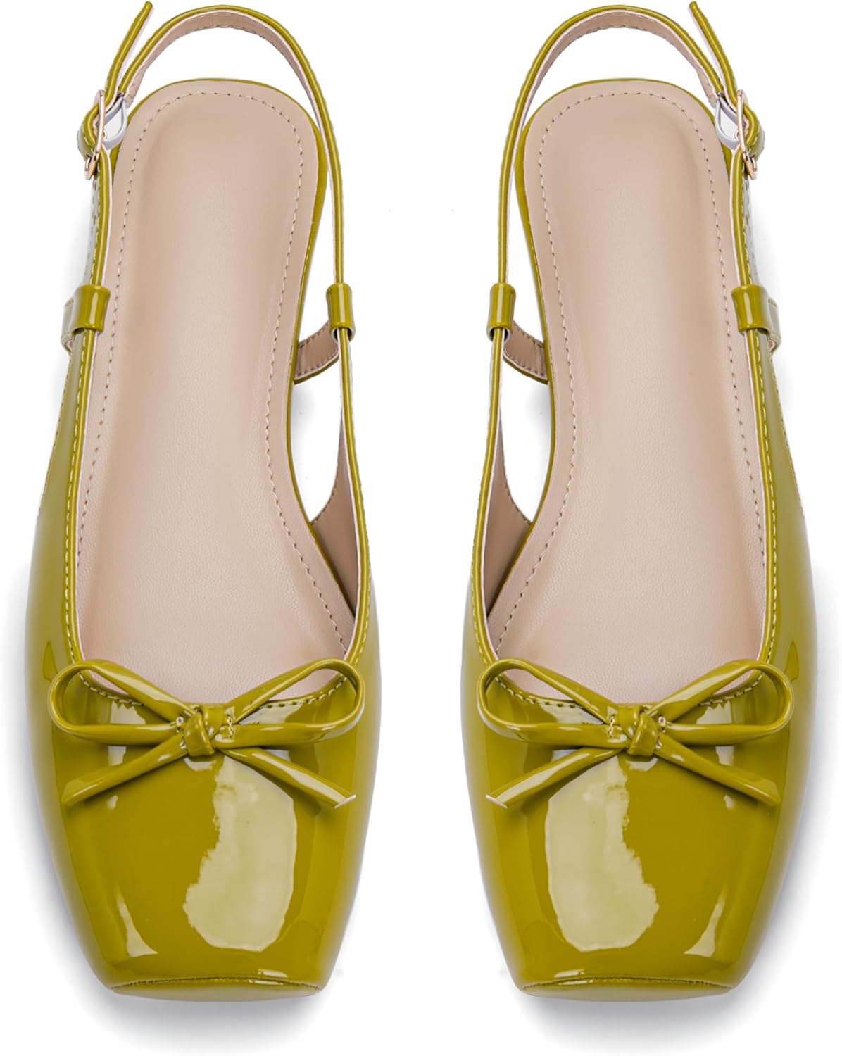 Women's Ballet Flats Slingbacks Square Toe Bow Knit Dressy Shoes