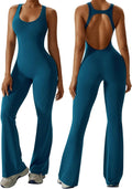 OEAK Womens Flare Jumpsuit with Tummy Control and Cutout Design