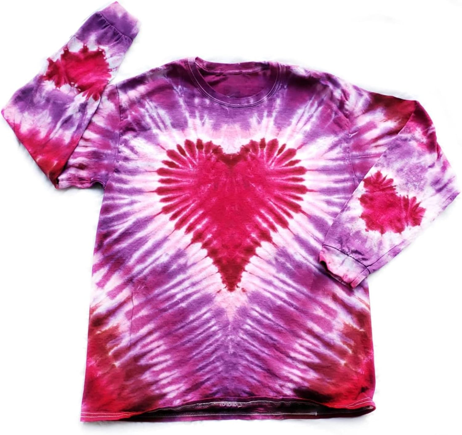 Lovely Tie Dye Heart Graphic Tee - Purple - Size L