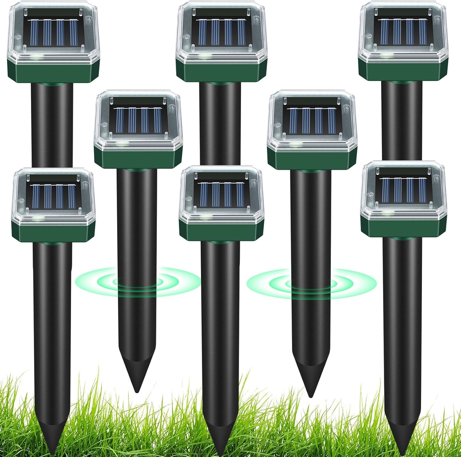 Solar Powered Mole Repellent for Lawns - 8 Pack Ultrasonic Stakes