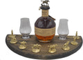 Bourbon Cork Display Half Moon with Light and Glass Holders - Walnut