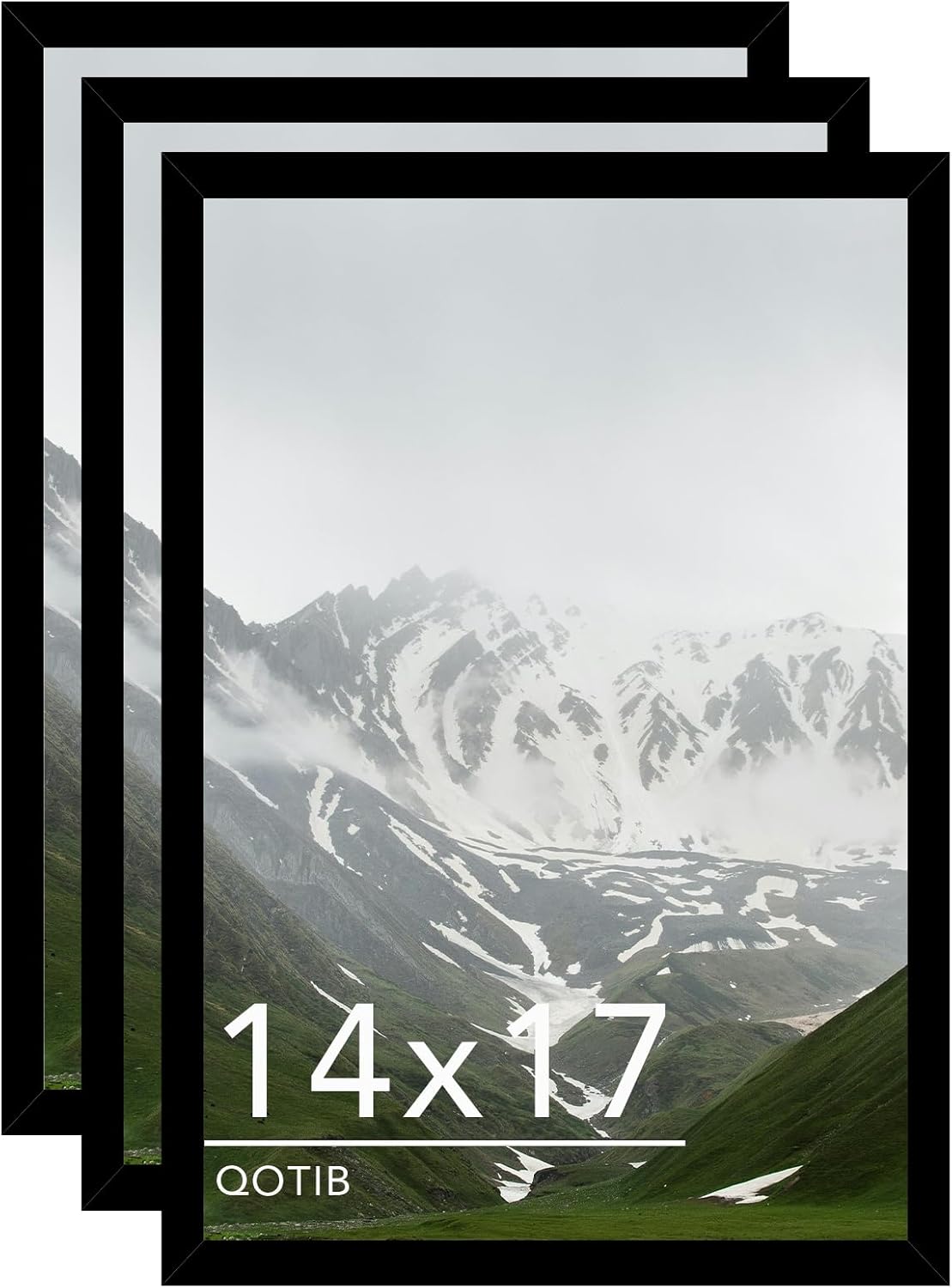 14x17 Picture Frame Set of 3 for Wall Mounting in Black