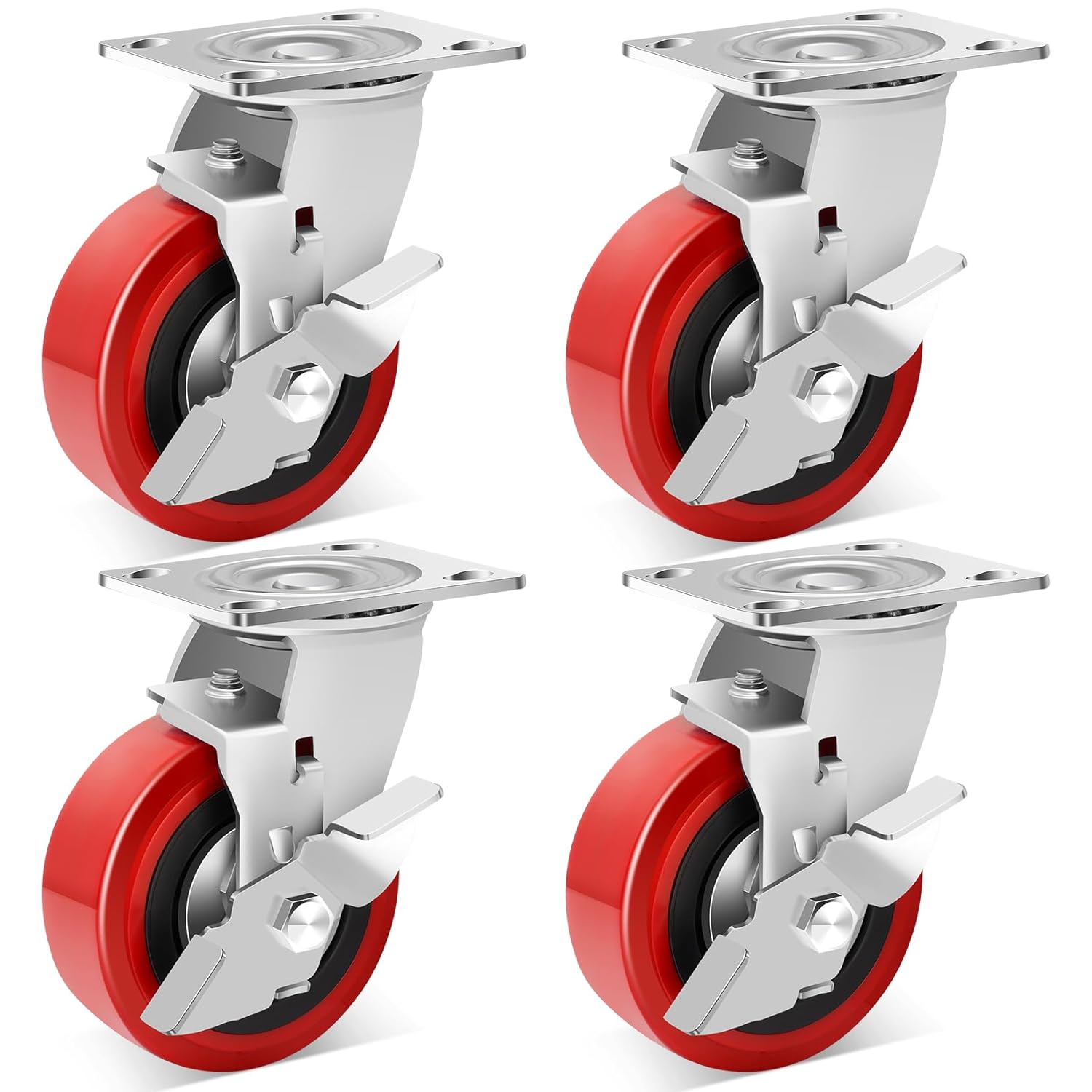 Nefish 5 Inch Heavy Duty Polyurethane Casters for Industrial Use