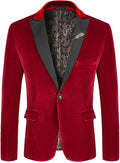 WEEN CHARM Velvet Blazer Slim Fit One Button Tuxedo Jacket