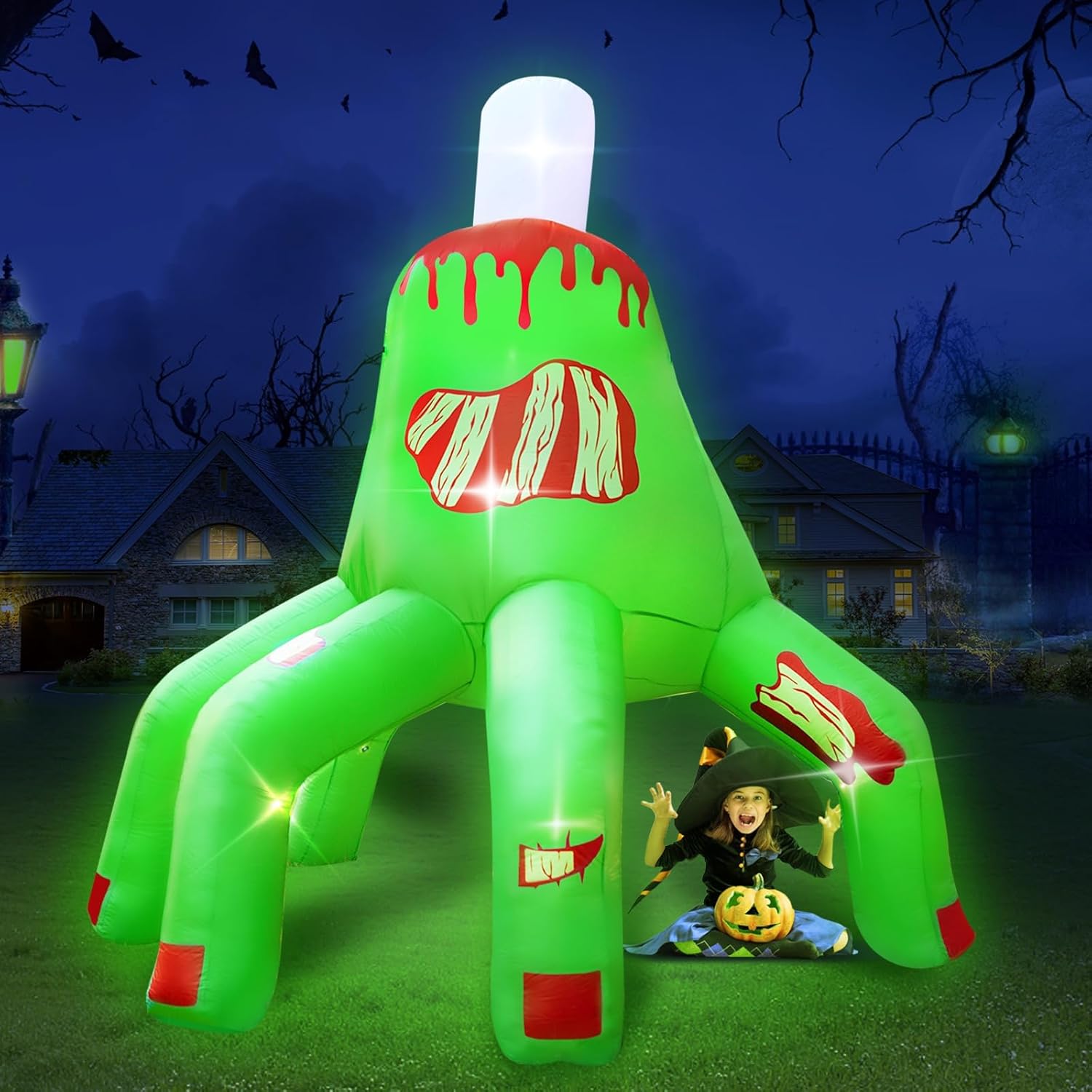 10FT Tall Halloween Inflatable Hand Skeleton by UniqSeason