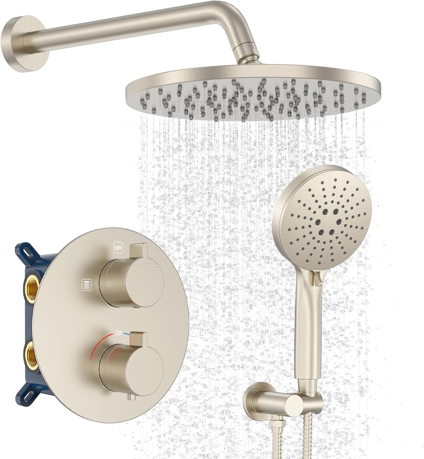 Iriber Thermostatic Shower System with 10 Inch Rainfall Head