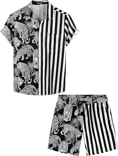 VATPAVE Mens Flamingo Hawaiian Sets Casual Beach Outfits Review