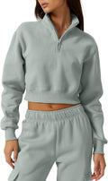 QINSEN Womens Half Zip Crop Sweatshirt High Neck Pullover - Cozy Crop