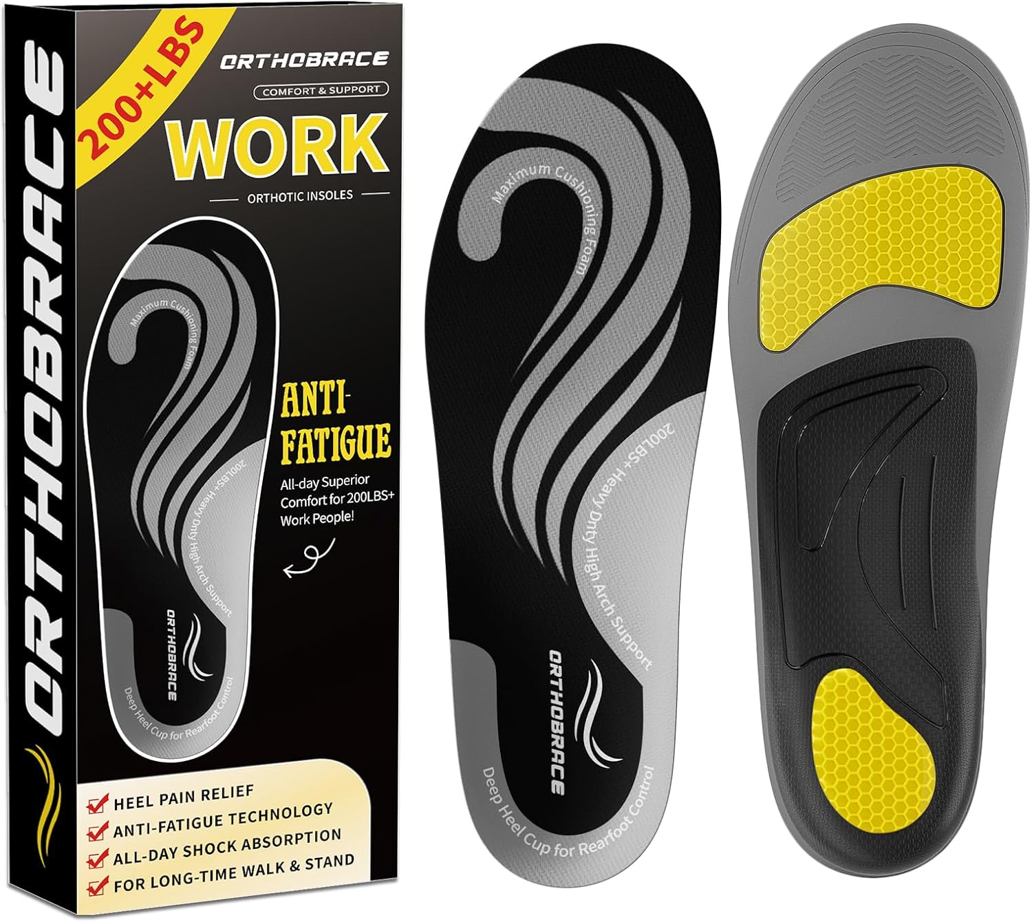 Work Insoles for Standing All Day with High Arch Support
