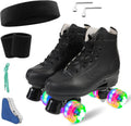 Adjustable PU Leather Roller Skates for Women and Men - Shiny Four