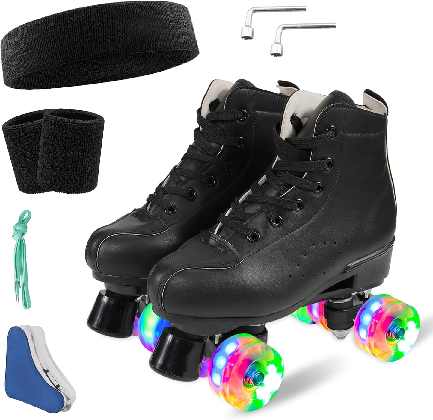 Wiwiy Roller Skates for Women and Men - Adjustable Shiny Wheels