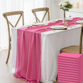 Chiffon Table Runner 14x108 in 12 Pack Fuchsia - Elegant Event Decor