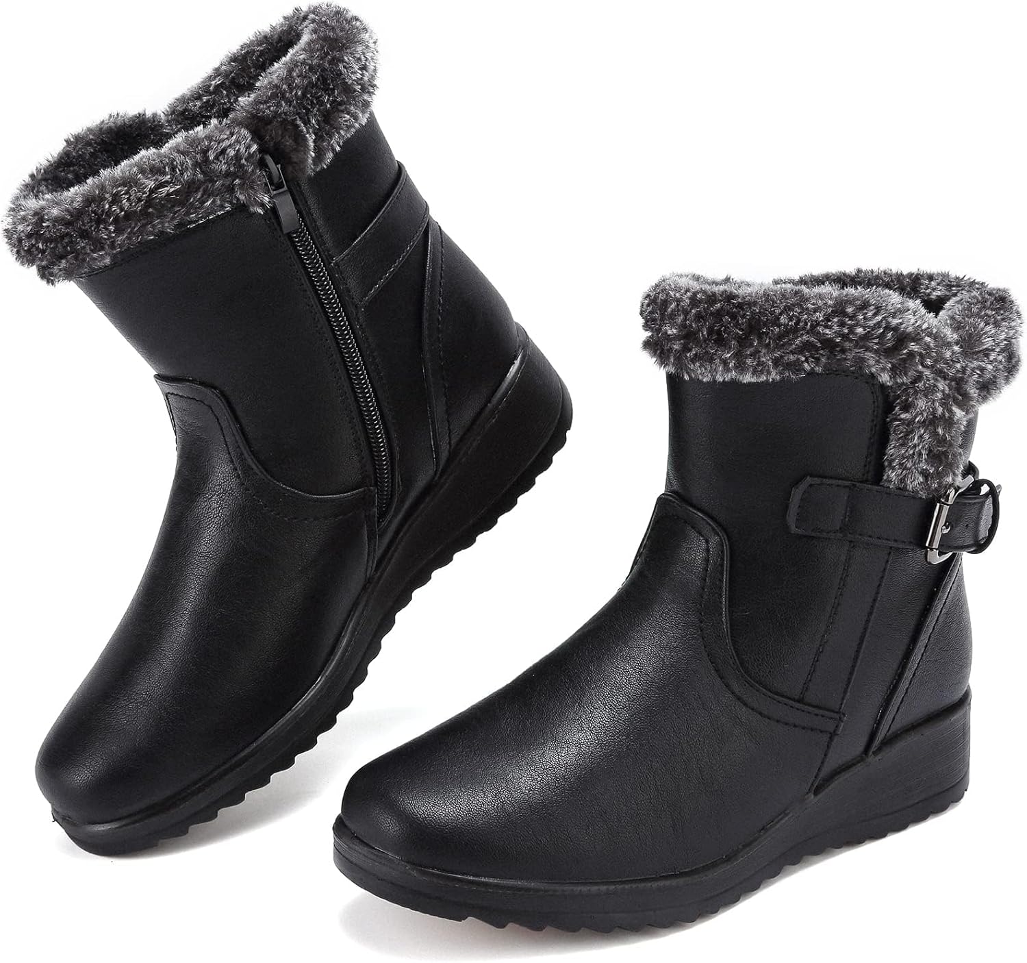 Womens Snow Boots Waterproof Leather Fur Lined Comfortable Fashion