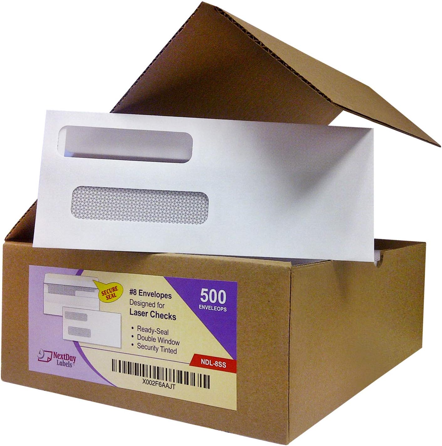 Self Seal Double Window Security Check Envelopes - 500 Pack