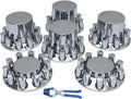 ABS Plastic Chromed Hubcaps Front and Rear Wheel Axle Cover Set - Semi