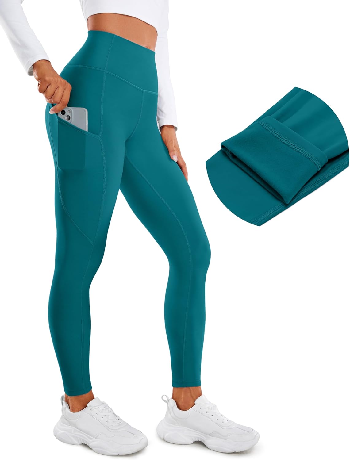 CRZ YOGA Womens Fleece Lined Leggings for Winter Comfort