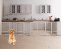 8 Panels Full Metal Freestanding Dog Gate with Door - Tall, Foldable