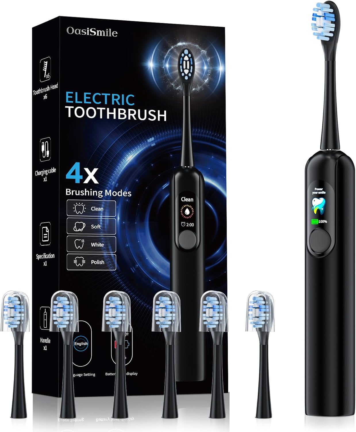Sonic Electric Toothbrush with LED Display for Deep Clean