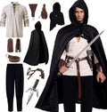 Men Renaissance Pirate Costume Set 10-Piece Medieval Outfit