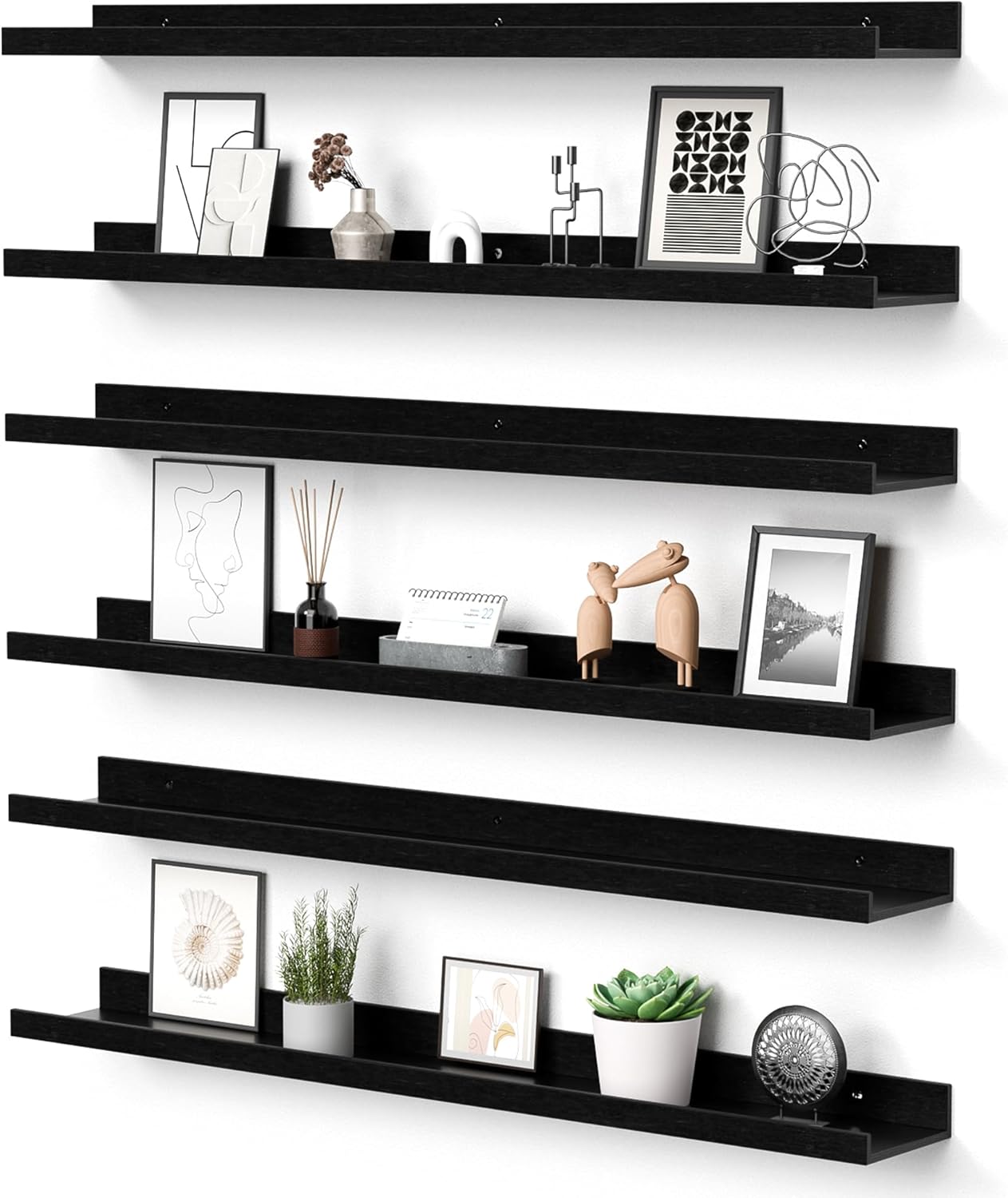 Upsimples Floating Shelves for Wall - Set of 6 Stylish Storage