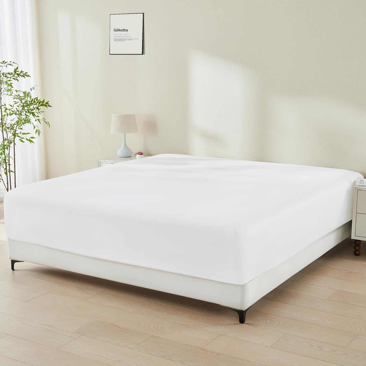 GOKOTTA Fitted Sheet Only - Soft Bamboo Rayon for King Size
