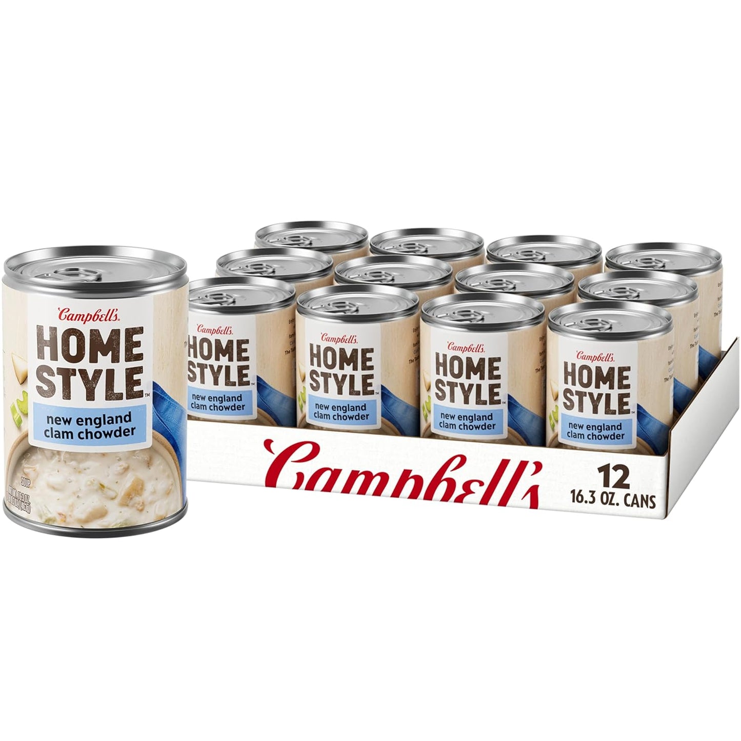 Campbell's Homestyle New England Clam Chowder Soup, 12 Pack