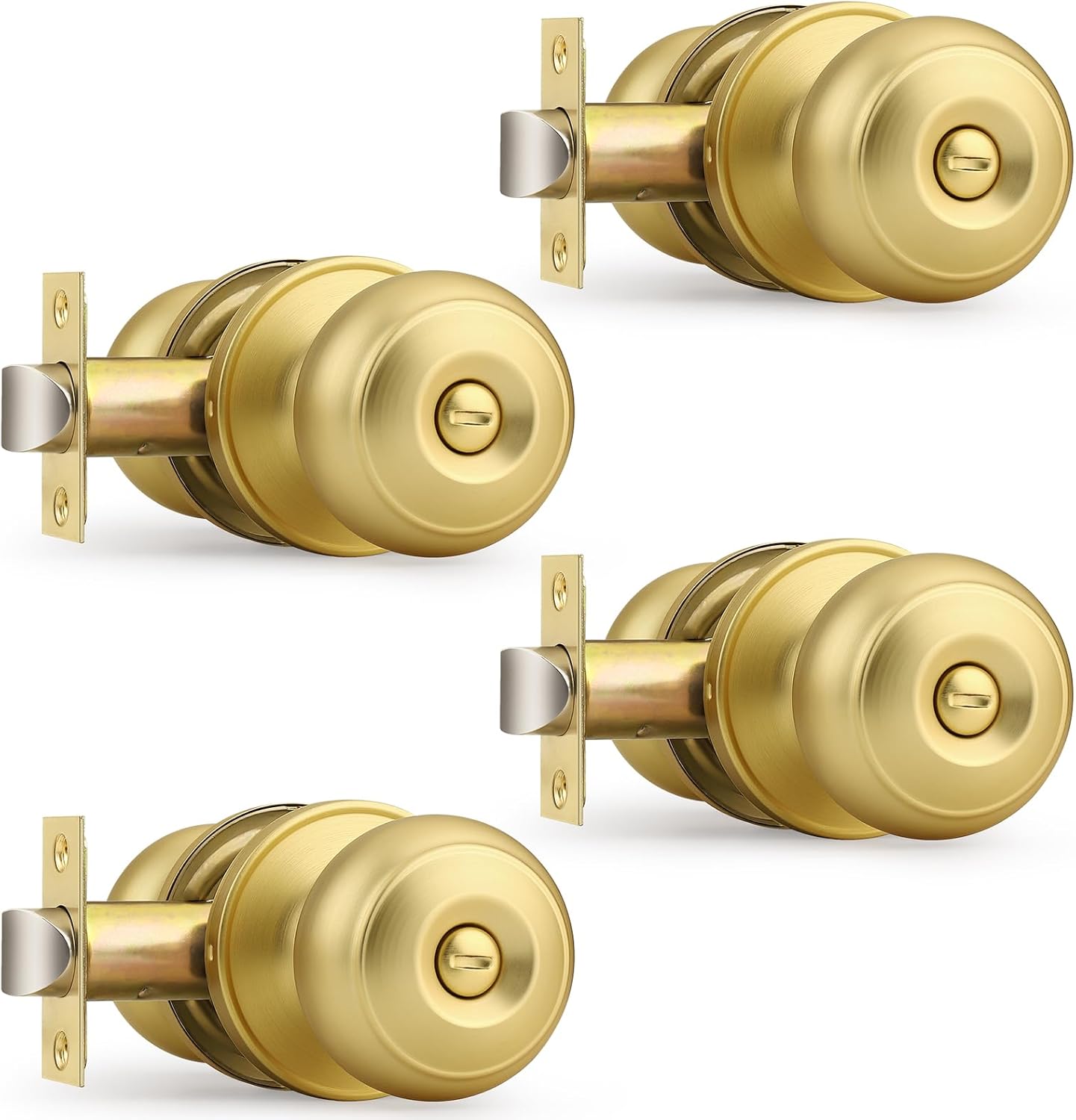 Probrico Brushed Brass Bed/Bath Knobs for Keyless Privacy Locks