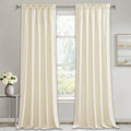 RYB Home Ivory Velvet Curtains W 52 x L 96 - Soft Room Darkening