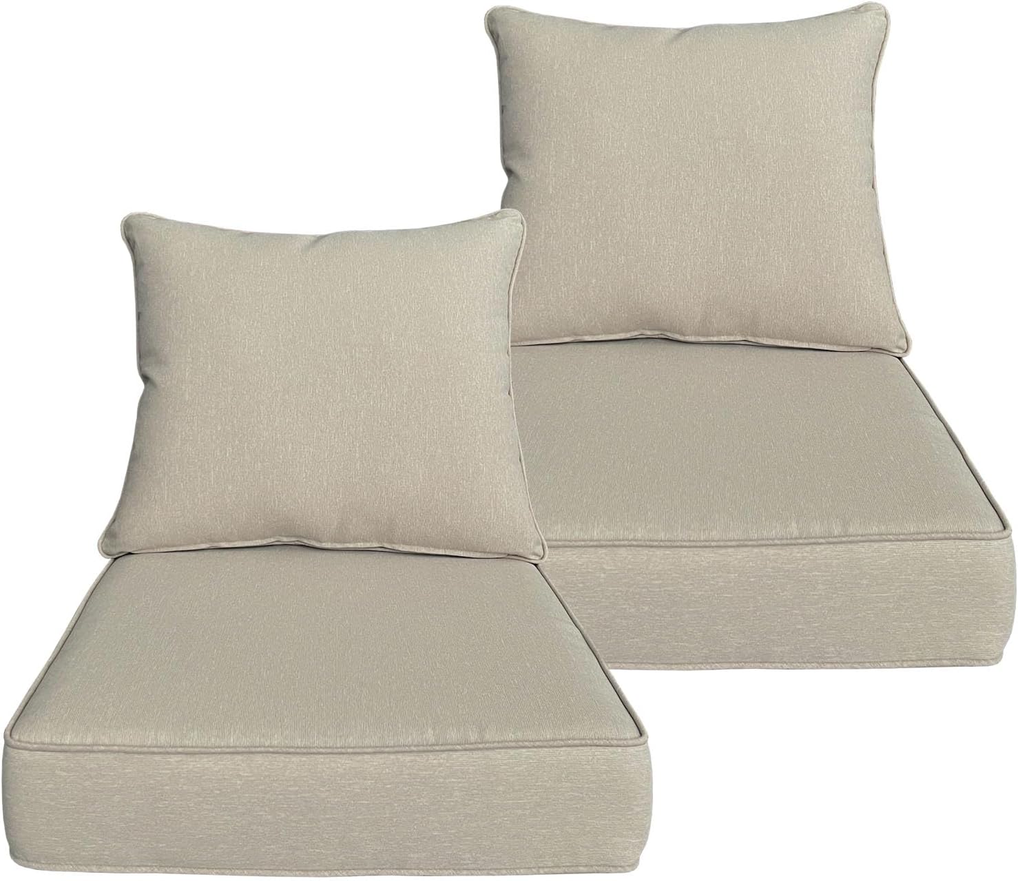 24x24 inch Outdoor Deep Seat Cushions Set of 2 for Comfort