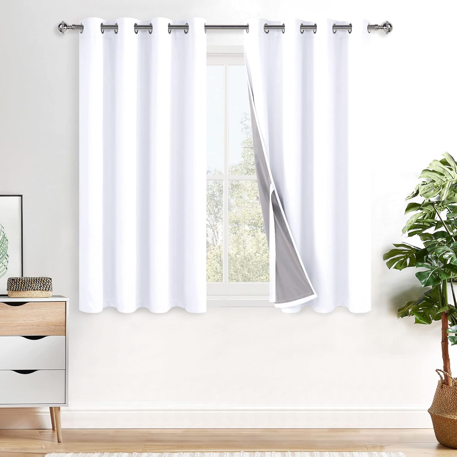 XWZO 100% Blackout Curtains with Tiebacks for Total Darkness
