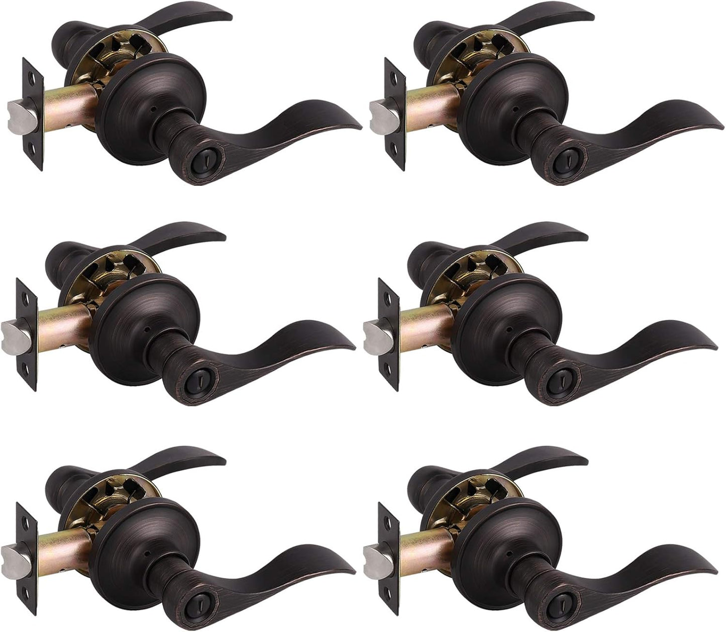 Gobrico 6 Pack Oil Rubbed Bronze Privacy Door Levers for Home