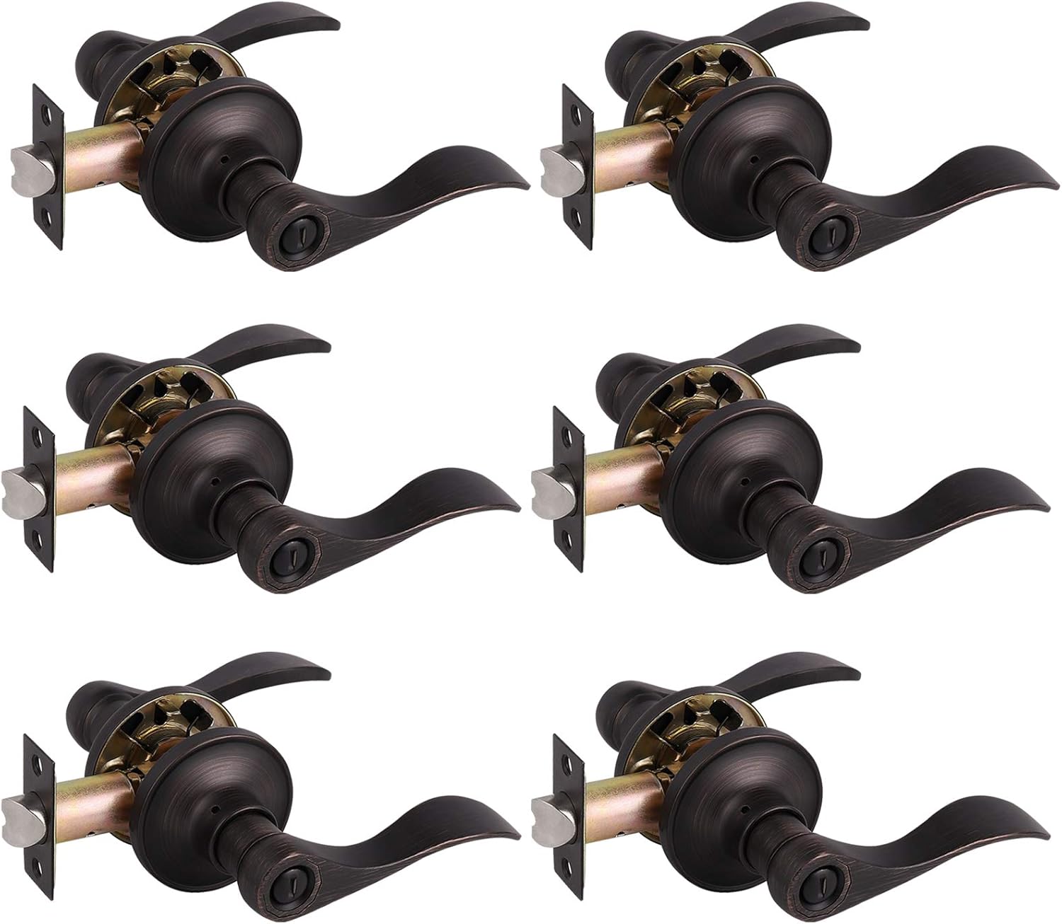 Gobrico 6 Pack Oil Rubbed Bronze Privacy Door Levers for Home