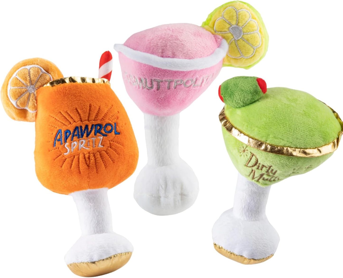 Cocktail Hour Plush Dog Toys for Small, Medium & Large Dogs