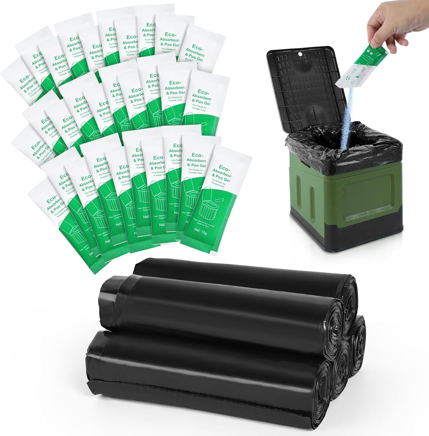 OTraki Leakproof Portable Toilet Bags: 50 Bags + 30 Gel