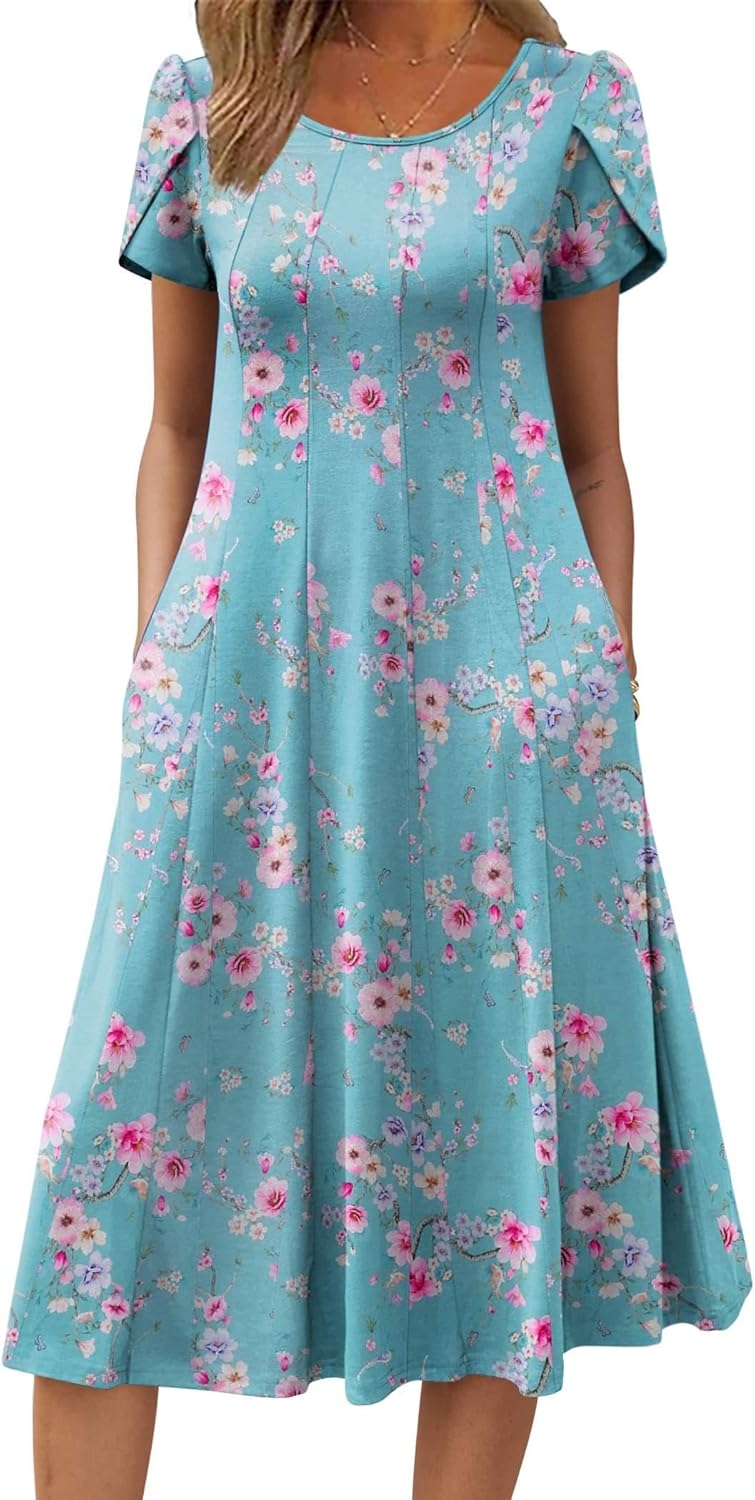Zeagoo Womens Casual Dresses for Summer Flare Midi Beach Wear