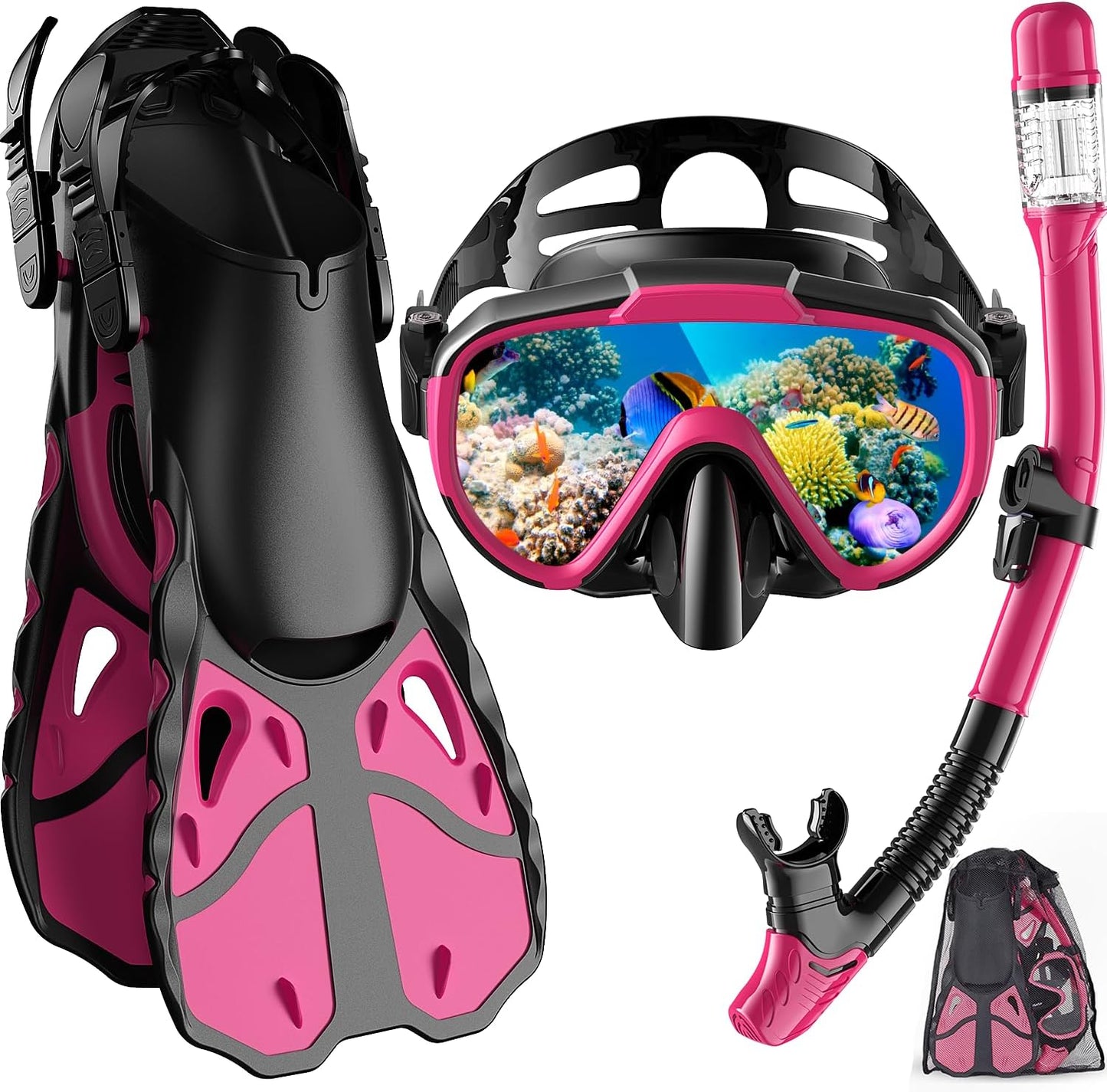 Snorkel Set with Fins for Adults - Perfect Snorkeling Gear