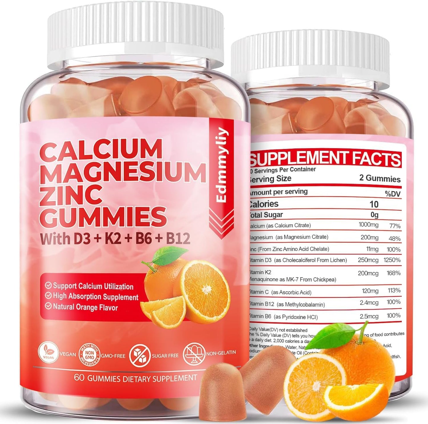 Sugar Free Calcium Magnesium Zinc Gummies for Immune Support