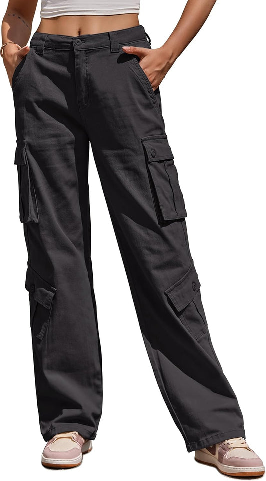 High Waisted Cargo Pants for Women with 8 Pockets and Comfort