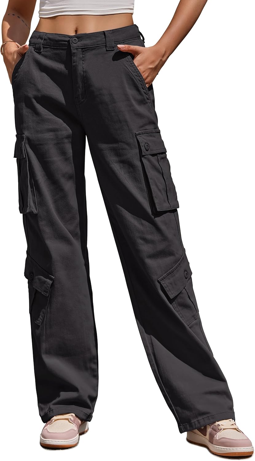 High Waisted Cargo Pants for Women with 8 Pockets and Comfort