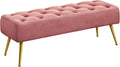 Modern Ottoman Bench Velvet Upholstered Footrest - Padded Pink Seat
