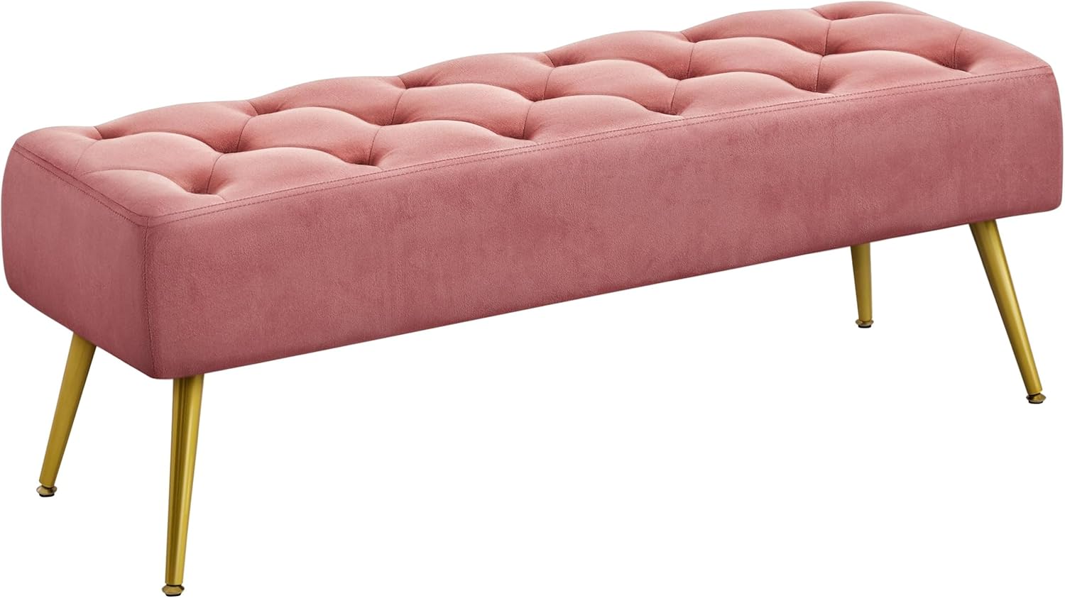Yaheetech Modern Ottoman Bench with Gold Metal Legs in Pink