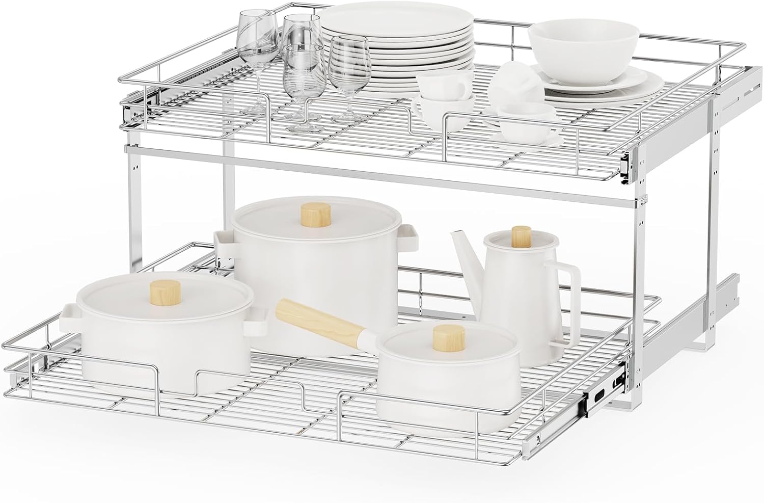 ROOMTEC Pull Out Cabinet Organizer for Kitchen and Bathroom Storage
