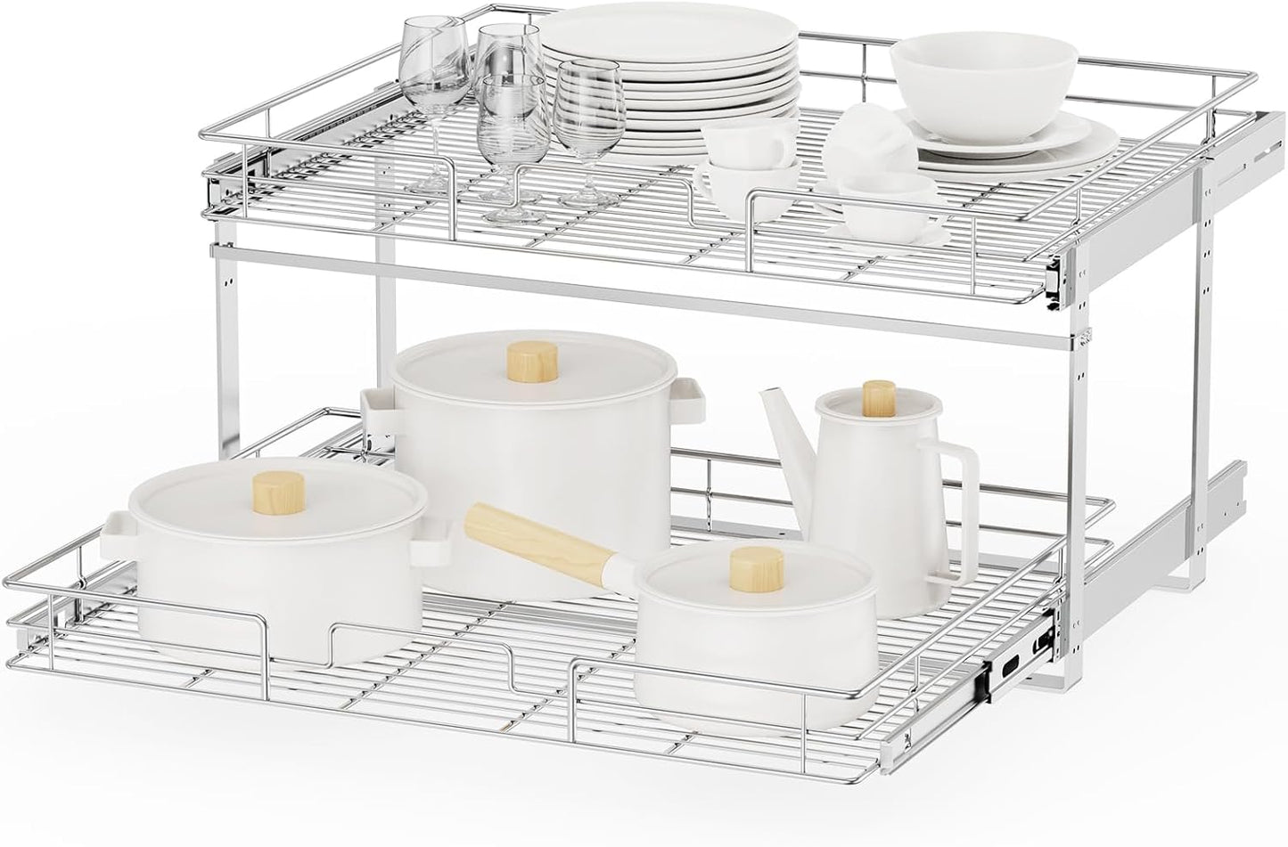 ROOMTEC Pull Out Cabinet Organizer for Kitchen and Bathroom Storage